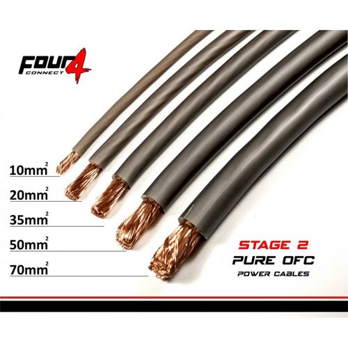 4 Connect 4-800218 50mm2 strømkabel, sølvfarget, 100% ren kobber STAGE 2 (lm)