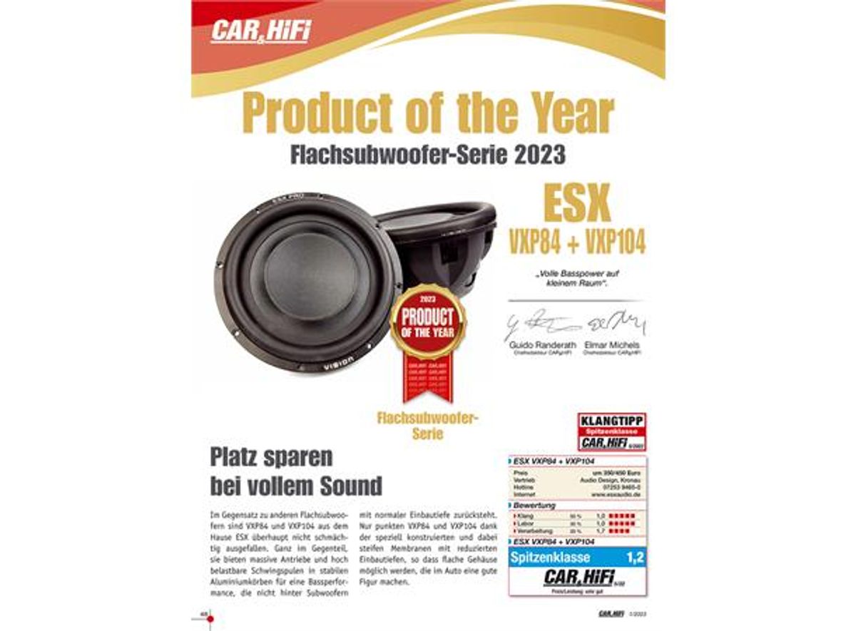 ESX VXP84 Vision PRO 8” flat high-end subwoofer 4 Ohm