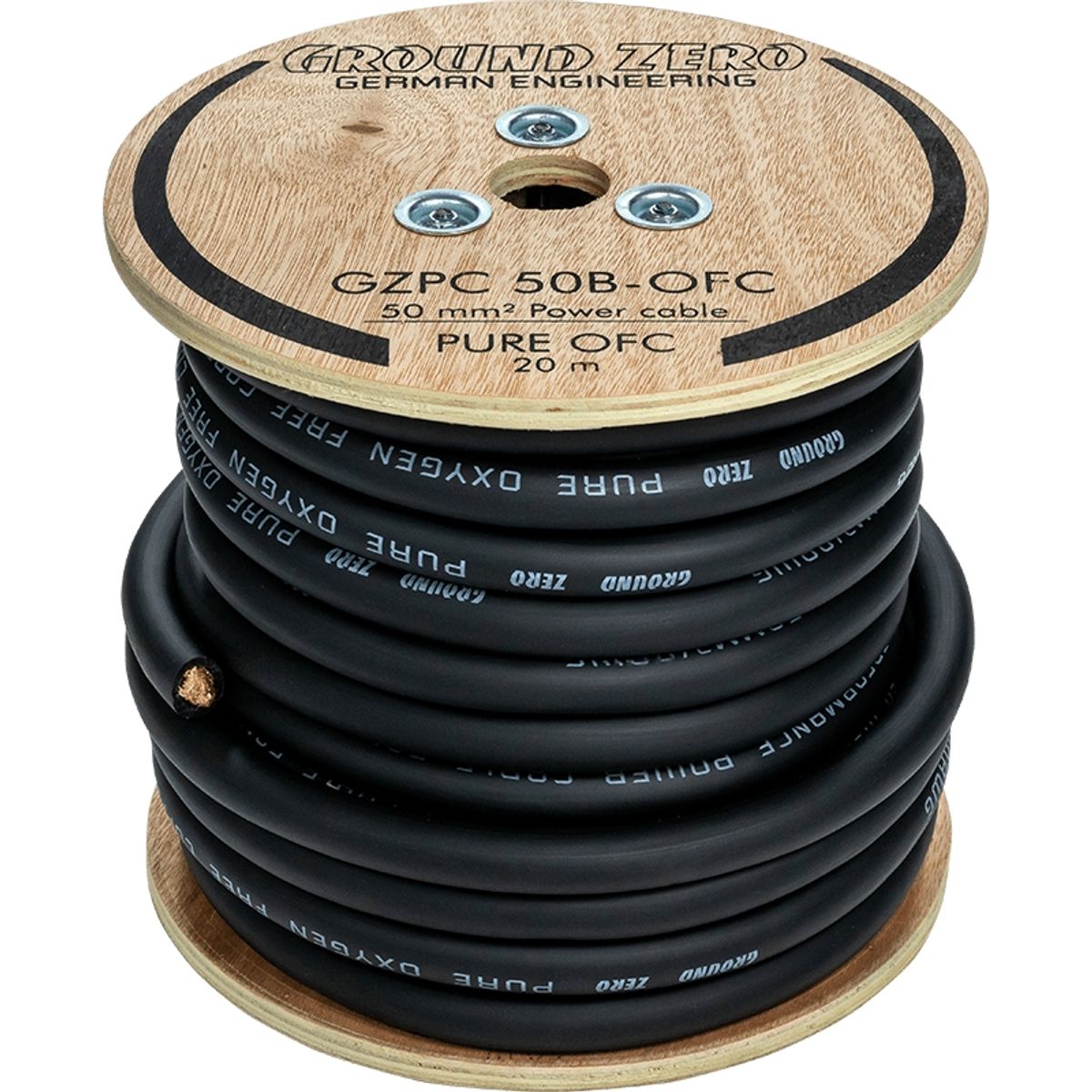 Ground Zero GZPC 50B-OFC strømkabel 50mm2, sort 100% ren kobber (lm)