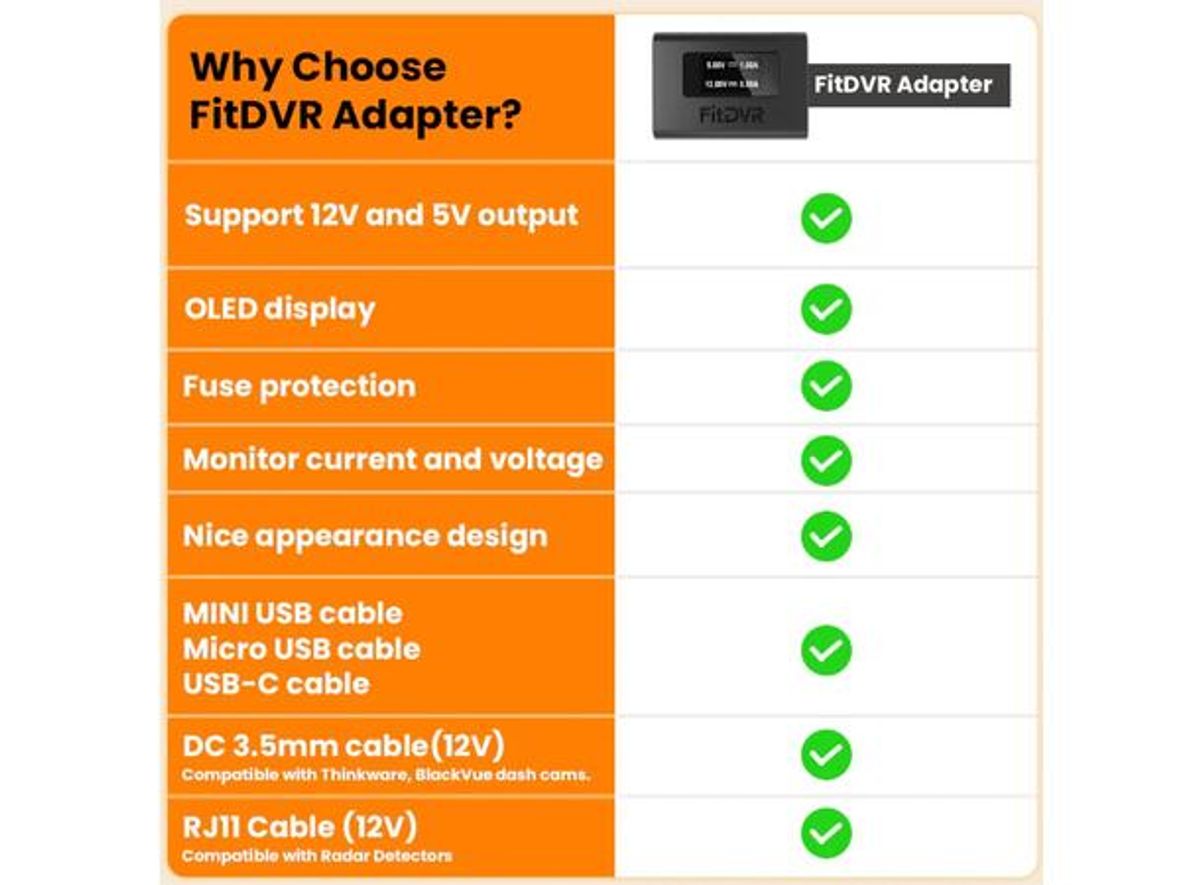 FitDVR D3-022 Dashcam Power Adapter Mercedes 3-pin