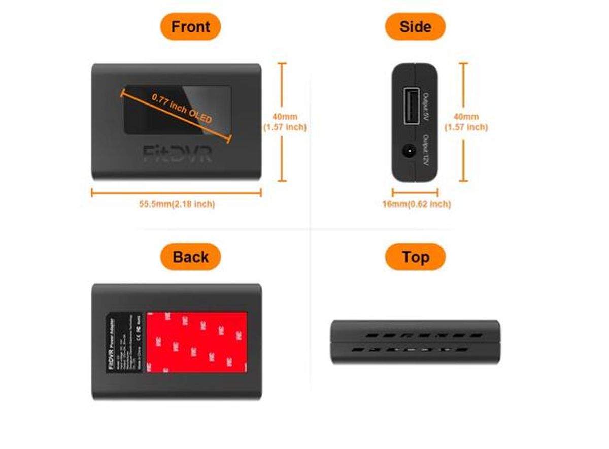FitDVR D3-037 Dashcam Power Adapter PSA 3-pin