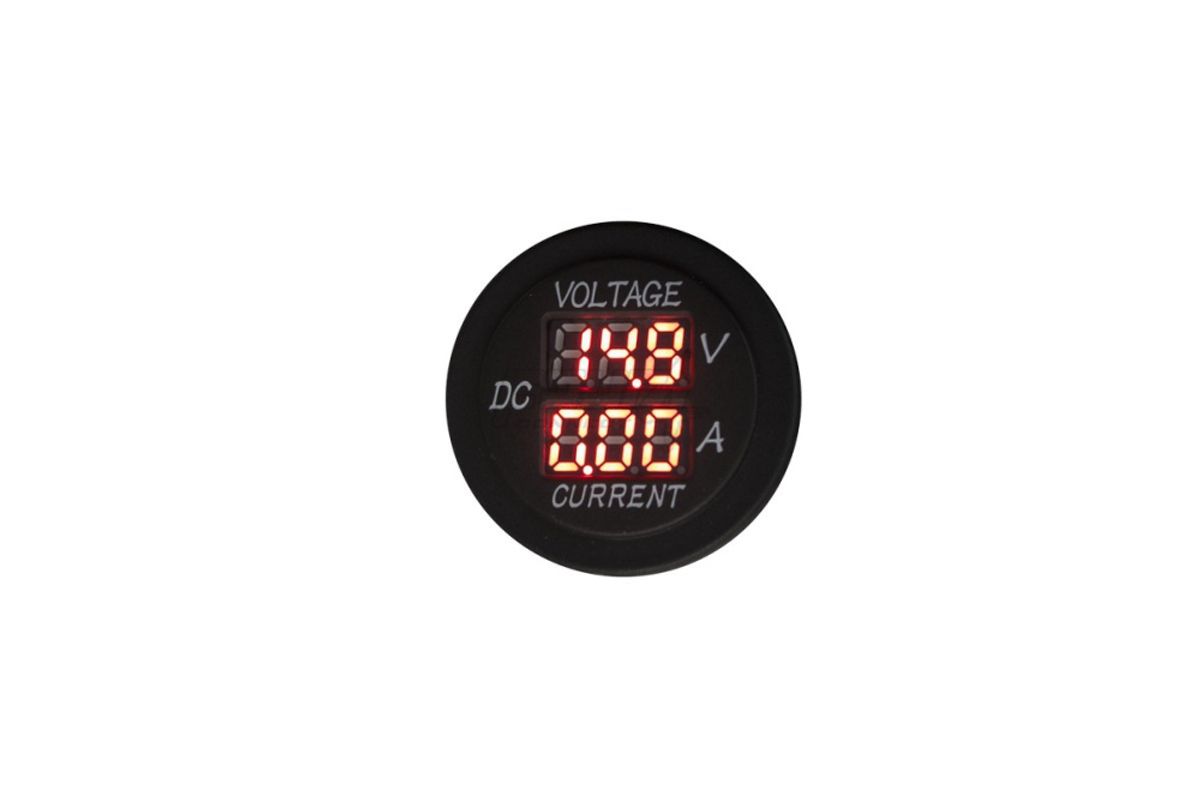 4 Connect Voltmeter med Amperemåler, vanntett,12-24V